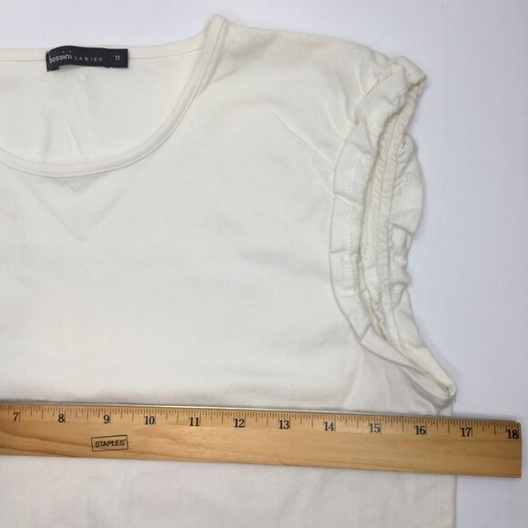 Set 2 Bossini Ladies T-Shirts Cap Sleeves White Camo Brown Green Spring Size 11 - Picture 12 of 13